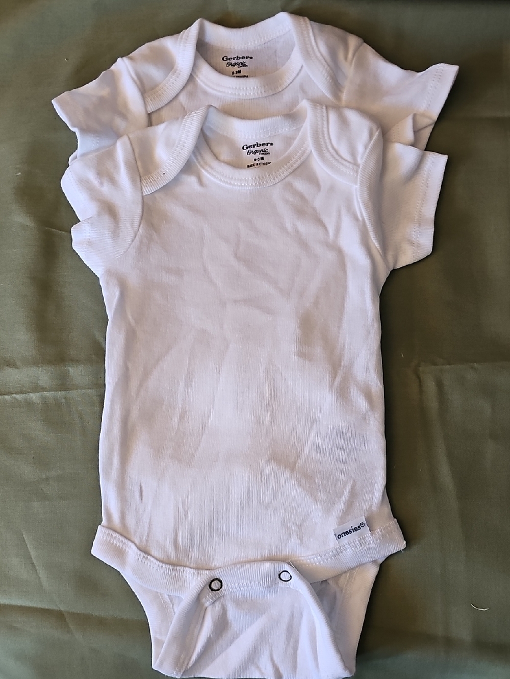 Gerber Organic White Short Sleeve Baby Bodysuits - Set of 2